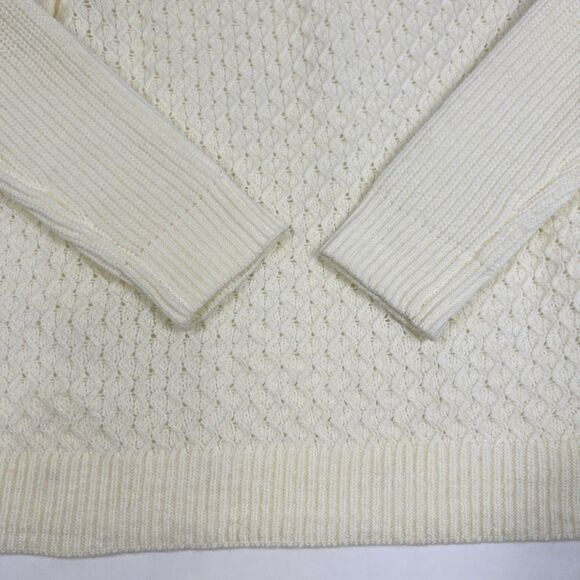 Talbots Petite Large Ivory Lattice Knit Mock Neck Pullover Sweater Large - Picture 5 of 8